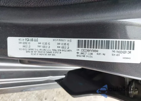 2015 Chrysler 200 Limited z USA, uszkodzony, nr VIN 1C3CCCABXFN700940